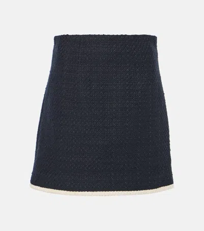 Veronica Beard Roman Cotton-blend Tweed Miniskirt In Navy