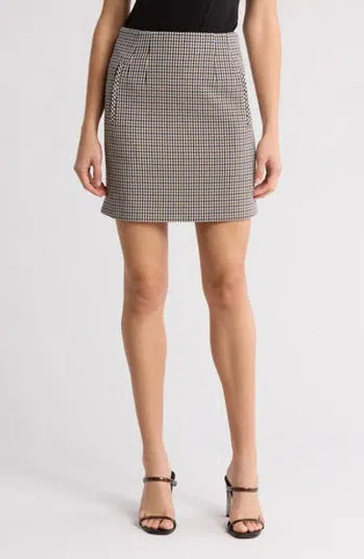 Veronica Beard Roman Houndstooth Check Miniskirt In Beige Multi