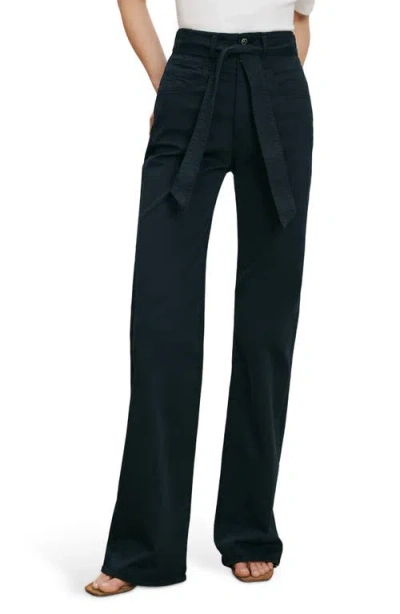 Veronica Beard Rosanna Corset High Waist Wide Leg Jeans In Blue