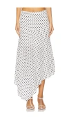 Veronica Beard Rosemary Asymmetric Polka-dot Silk-blend Crepe De Chine Skirt In Ecru & Navy