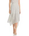 Veronica Beard Rosemary Asymmetric Polka-dot Silk-blend Crepe De Chine Skirt In Ecru/navy