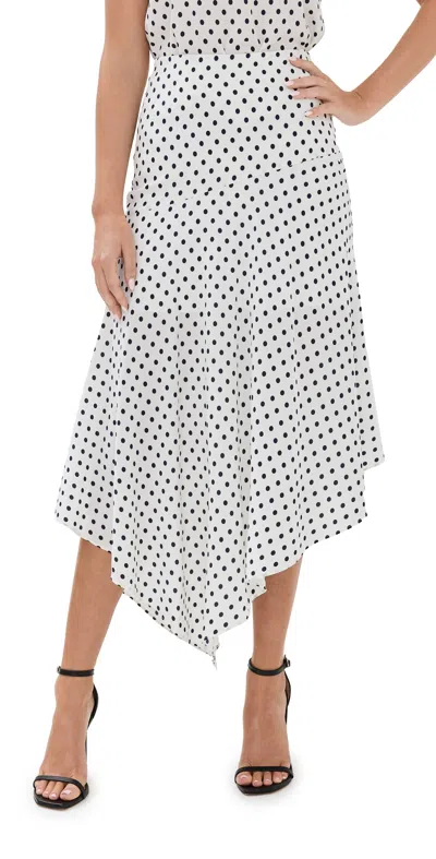 Veronica Beard Rosemary Asymmetric Polka-dot Silk-blend Crepe De Chine Skirt In Off-white