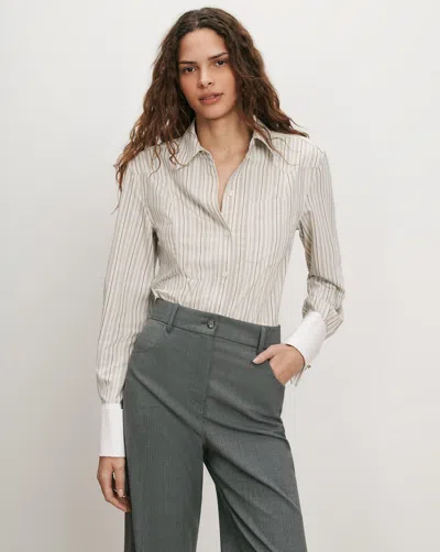 Veronica Beard Rourke Button-down Shirt In Ecru Multi