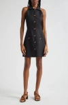 Veronica Beard Roxanne Stretch-linen Shirtdress In Black