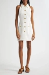 Veronica Beard Roxanne Tweed Button-up Minidress In Dove