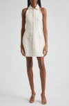 Veronica Beard Roxanne Tweed Button-up Minidress In Ivory Multi
