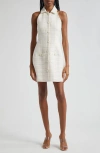 Veronica Beard Roxanne Tweed Button-up Minidress In Ivory Multi