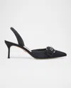 Veronica Beard Roxy Suede Buckle Slingback Pumps In Eclipse Navy Suede
