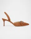 Veronica Beard Roxy Slingback Pointed Toe Pump In Hazelwood Brown Suede