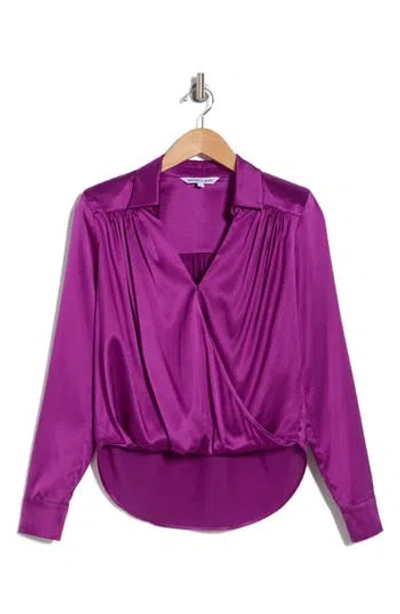 Veronica Beard Rozik Stretch Silk Top In Dark Violet