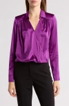 Veronica Beard Rozik Stretch Silk Top In Dark Violet