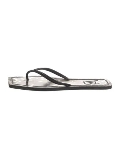 Pre-owned Veronica Beard Rubber Animal Print Flip Flops In Black/white