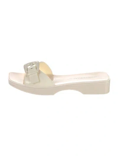 Pre-owned Veronica Beard Rubber Slides In Neutrals/white