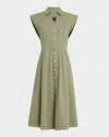 Veronica Beard Ruben Button-front Midi Dress In Stone Army