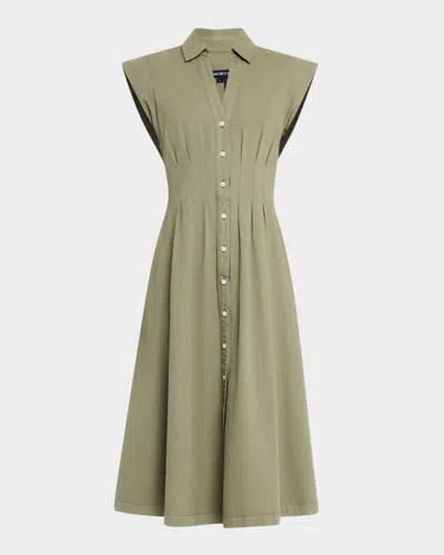 Veronica Beard Ruben Button-front Midi Dress In Stone Army