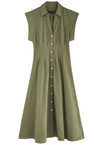 Veronica Beard Ruben Pintucked Cotton Midi Dress In Green