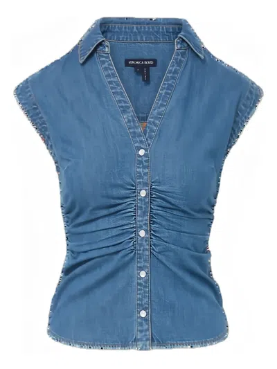 VERONICA BEARD RUCHED DENIM TOP