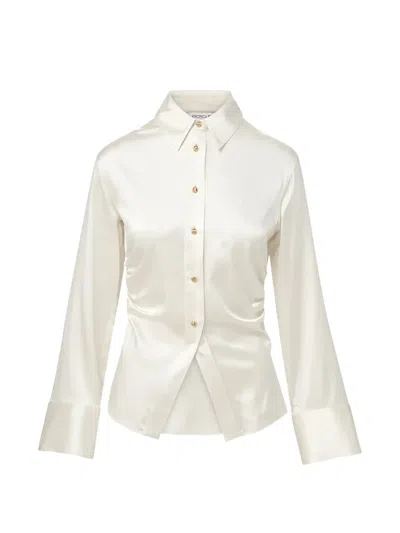 Veronica Beard Ruched Long Sleeve Shirt In Metallic
