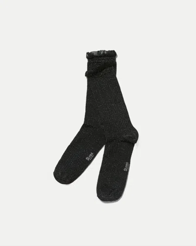 Veronica Beard Ruffle Ankle Socks In Black