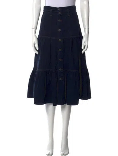 Pre-owned Veronica Beard Ruffle Embellishment Midi Length Skirt In Blue