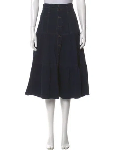 Pre-owned Veronica Beard Ruffle Embellishment Midi Length Skirt In Blue