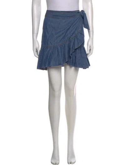 Pre-owned Veronica Beard Ruffle Embellishment Mini Skirt In Blue