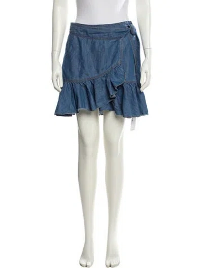 Pre-owned Veronica Beard Ruffle Embellishment Mini Skirt In Blue