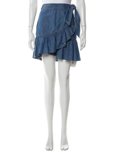 Pre-owned Veronica Beard Ruffle Embellishment Mini Skirt In Blue