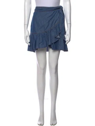 Pre-owned Veronica Beard Ruffle Embellishment Mini Skirt In Blue