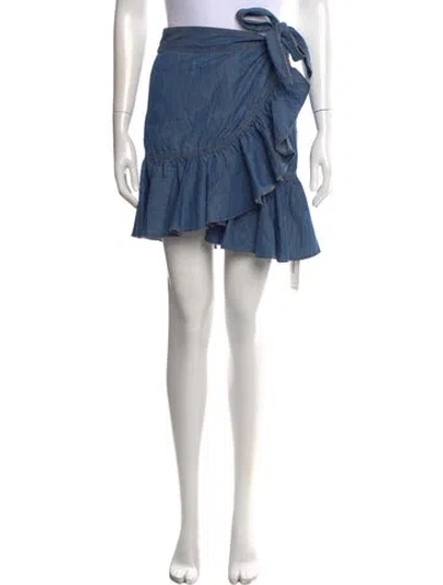 Pre-owned Veronica Beard Ruffle Embellishment Mini Skirt In Blue