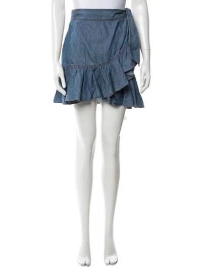 Pre-owned Veronica Beard Ruffle Embellishment Mini Skirt In Blue