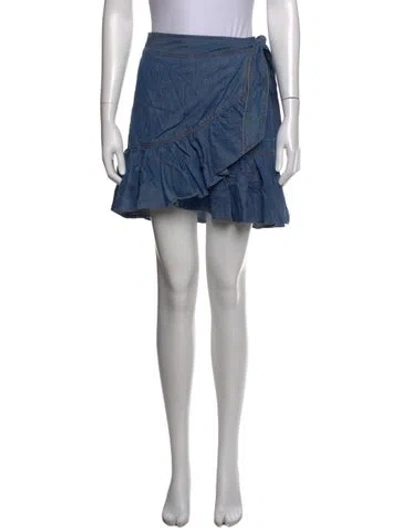 Pre-owned Veronica Beard Ruffle Embellishment Mini Skirt In Blue