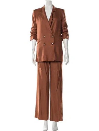 Pre-owned Veronica Beard Ruffle Embellishment Pantsuit In Brown