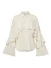 Veronica Beard Ruffled Bell-sleeve Blouse In White