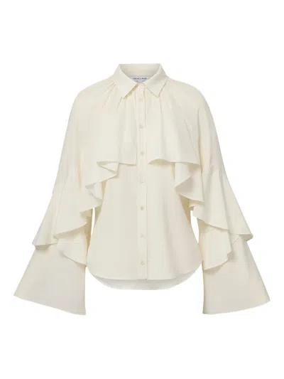 Veronica Beard Ruffled Bell-sleeve Blouse In White
