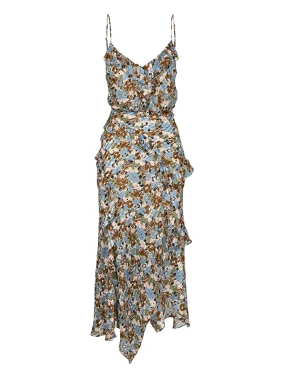 VERONICA BEARD RUFFLED FLORAL-PRINT MIDI DRESS