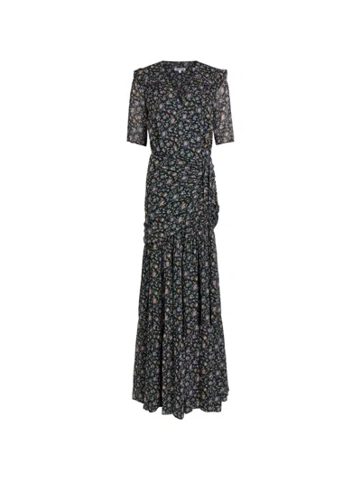 Veronica Beard Ruffled Floral-print Maxi Dress In Black