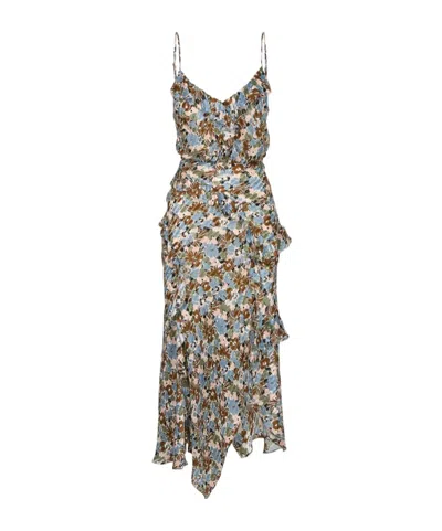 VERONICA BEARD RUFFLED FLORAL-PRINT MIDI DRESS