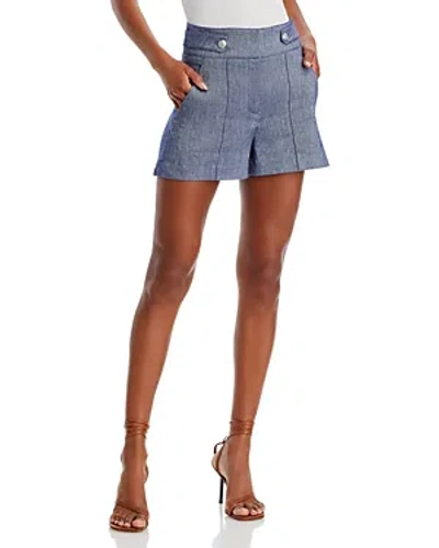 Veronica Beard Runo Buttoned Belt Shorts In Blue