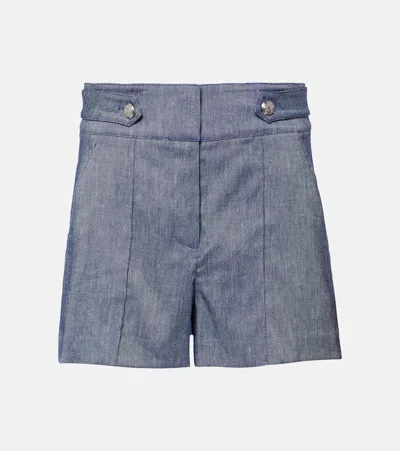 Veronica Beard Runo High-rise Linen-blend Shorts In Blue