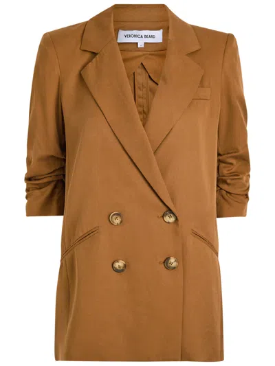 Veronica Beard Rupert Double-breasted Lyocell Blazer In Brown