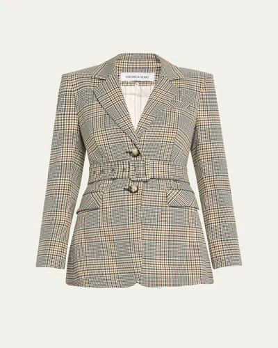 Veronica Beard Ryanne Belted Dickey Jacket In Ecru Green Multi