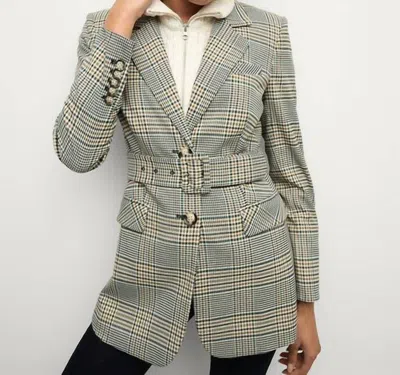 Veronica Beard Ryanne Belted Dickey Jacket In Ecru/green Multi