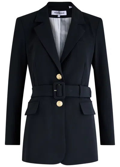 Veronica Beard Ryanne Belted Twill Dickey Jacket In Navy