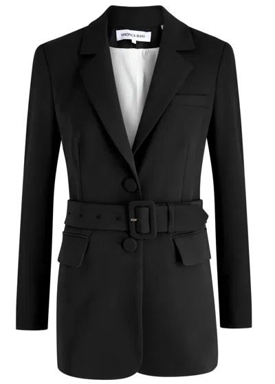 Veronica Beard Ryanne Dickey Belted Stretch-twill Blazer In Black