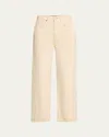 Veronica Beard Ryder High-rise Saddle Jeans In Ecru