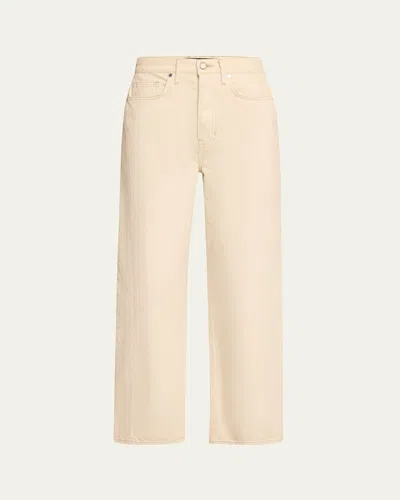 Veronica Beard Ryder High-rise Saddle Jeans In Ecru
