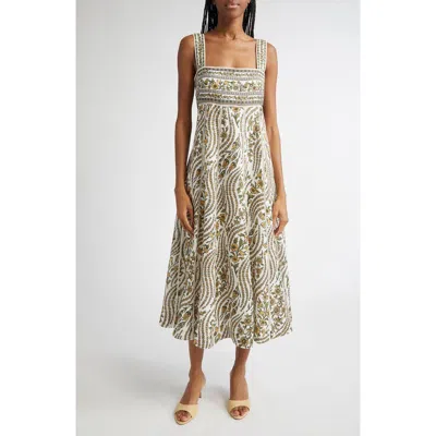 Veronica Beard Rye Floral Linen Midi Sundress