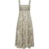 Veronica Beard Rye Open-back Floral-print Linen Midi Dress In Dove/green Multi