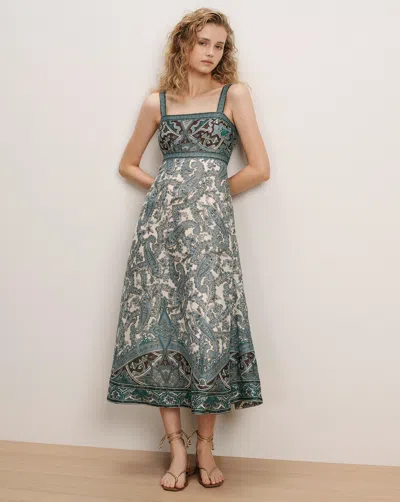 Veronica Beard Rye Linen-silk Midi Dress In Ecru Multi